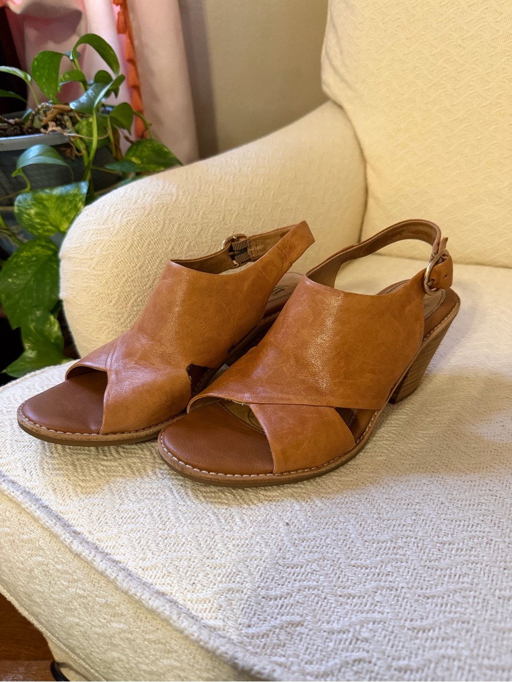 Sofft Women's Open-Toe Slingback Wedge Sandals - Tan